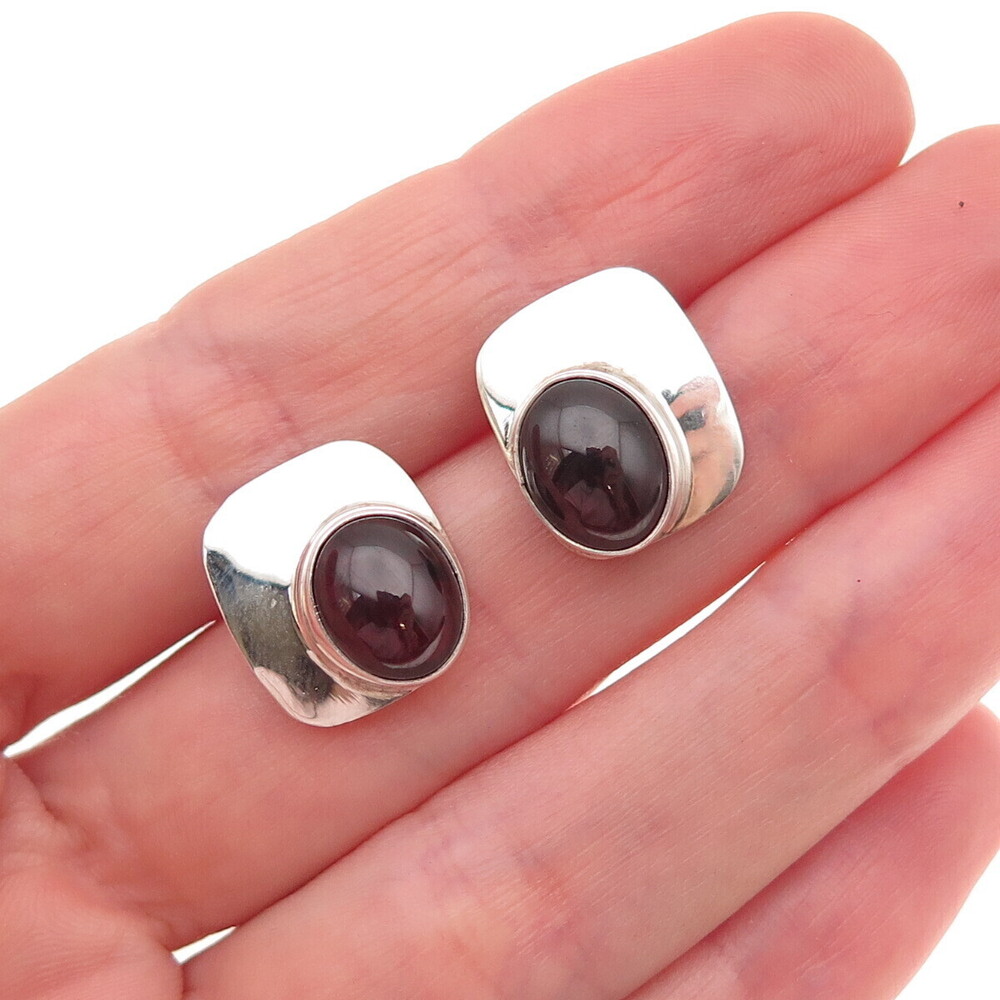 Michael Spencer Navajo Old Pawn 925 Sterling Silver Vintage Tourmaline Earrings